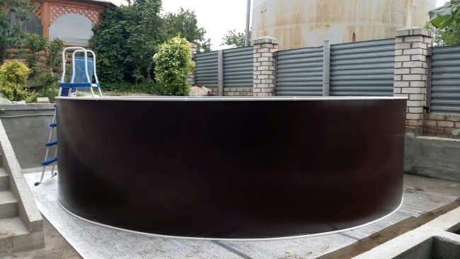 Каркасный бассейн 640х125см Лагуна морозоустойчивый круглый, цвет шоколад, скиммер + форсунка
