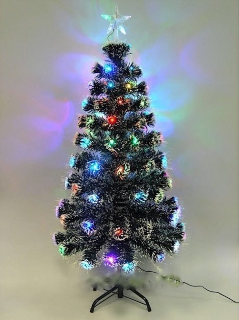 Искусственная елка заснеженная оптоволоконная 30 см со светодиодами